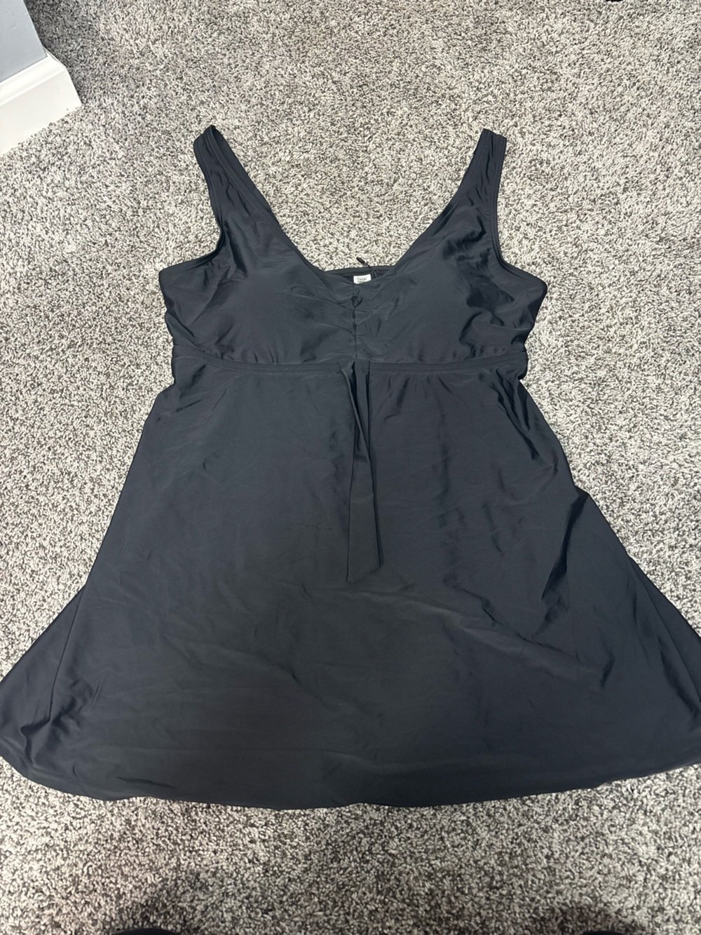 Scoop Neck Black One-Piece Swimdress with Empire Waist